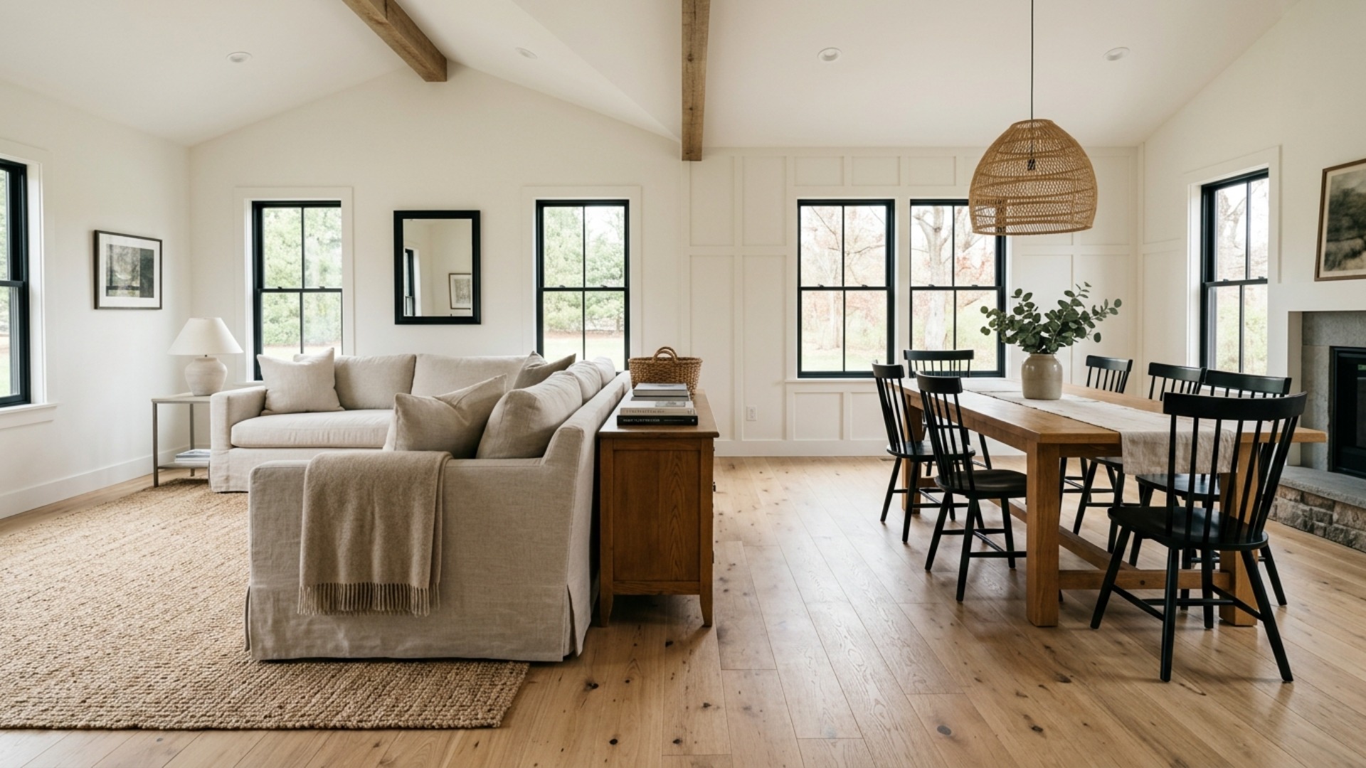 Modern Farmhouse Living Room Ideas for an Open Plan Layout