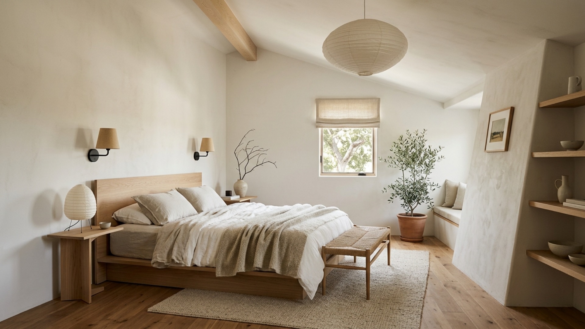 Japandi Bedroom Ideas for an Awkward Layout