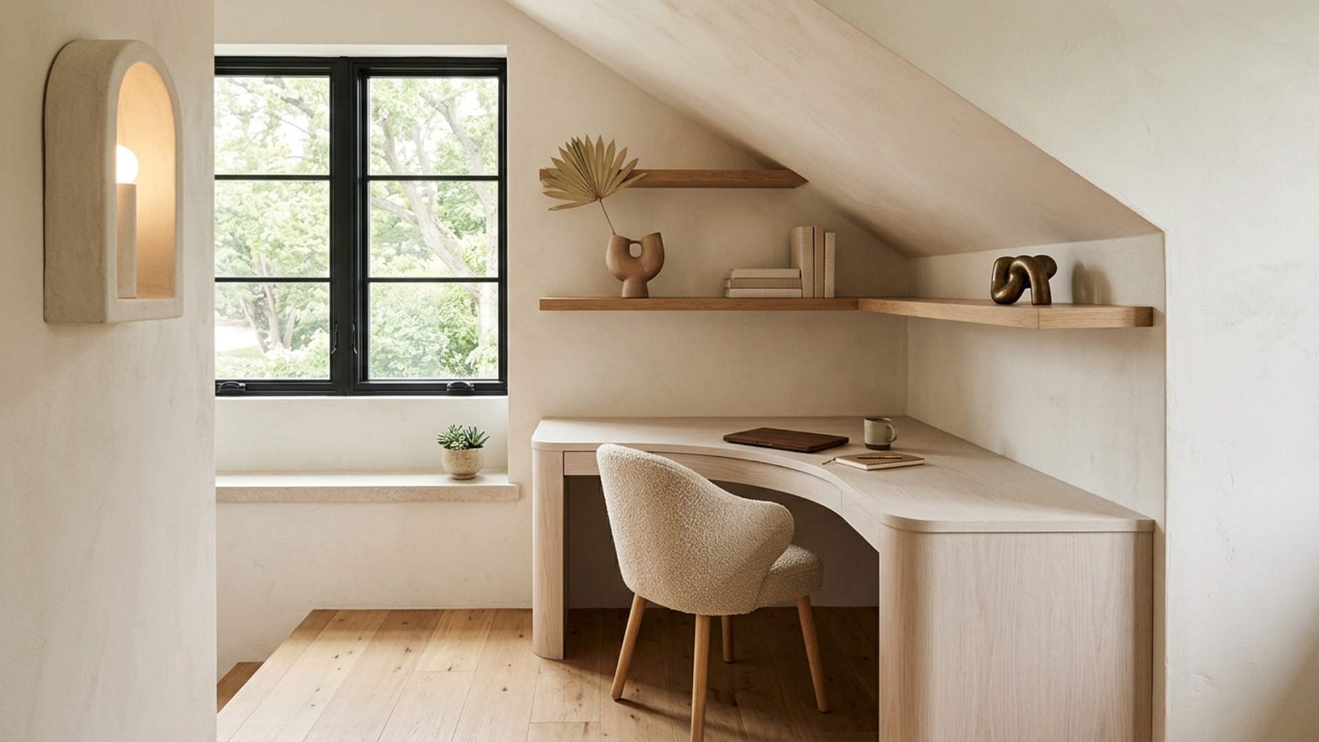 Organic Modern Home Office Ideas for an Awkward Layout