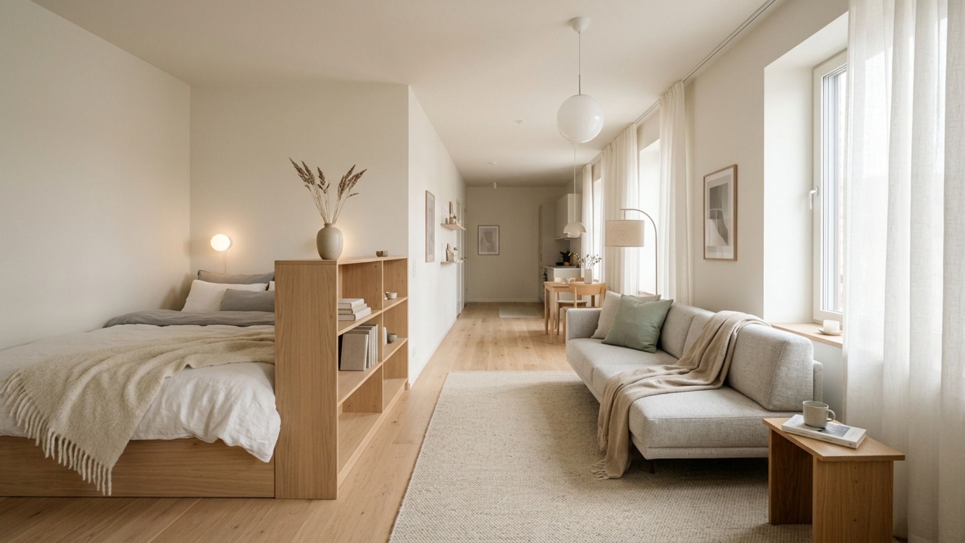 Scandinavian Studio Apartment Ideas for an Awkward Layout