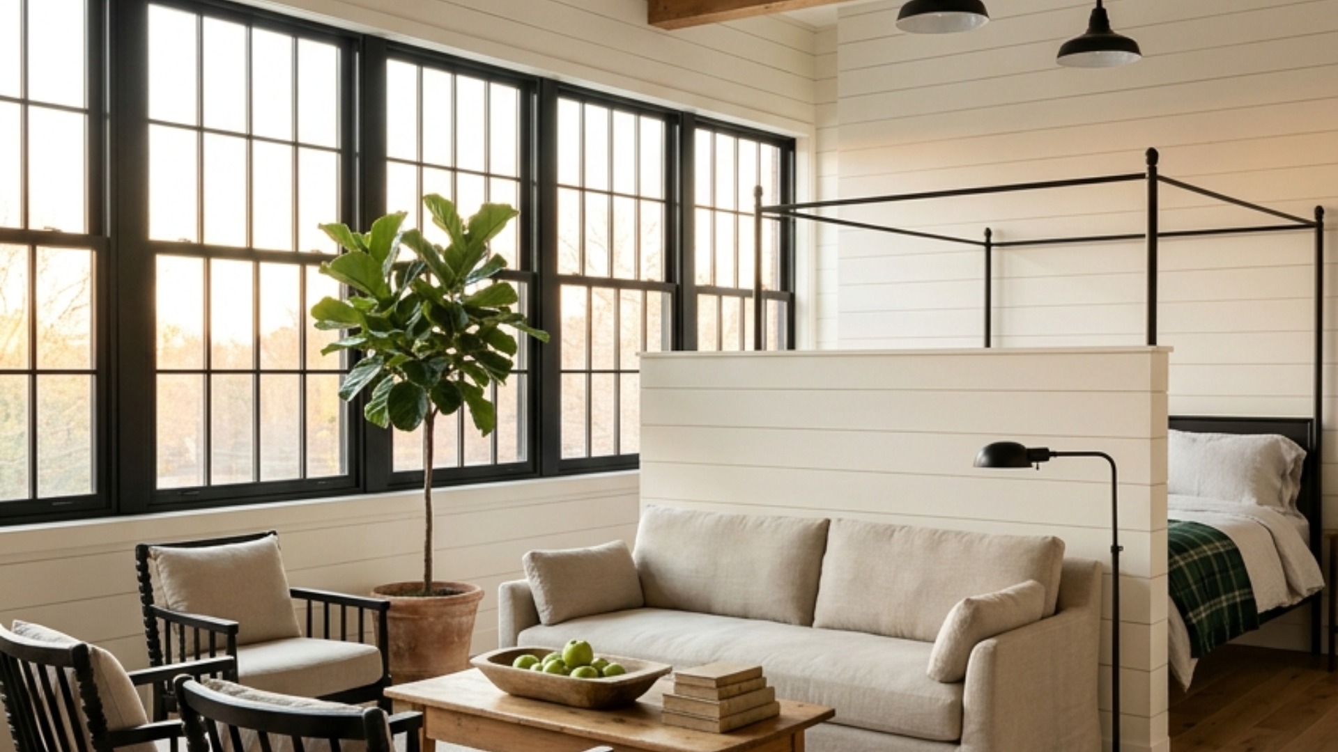 Modern Farmhouse Studio Apartment Ideas for an Open Plan Layout