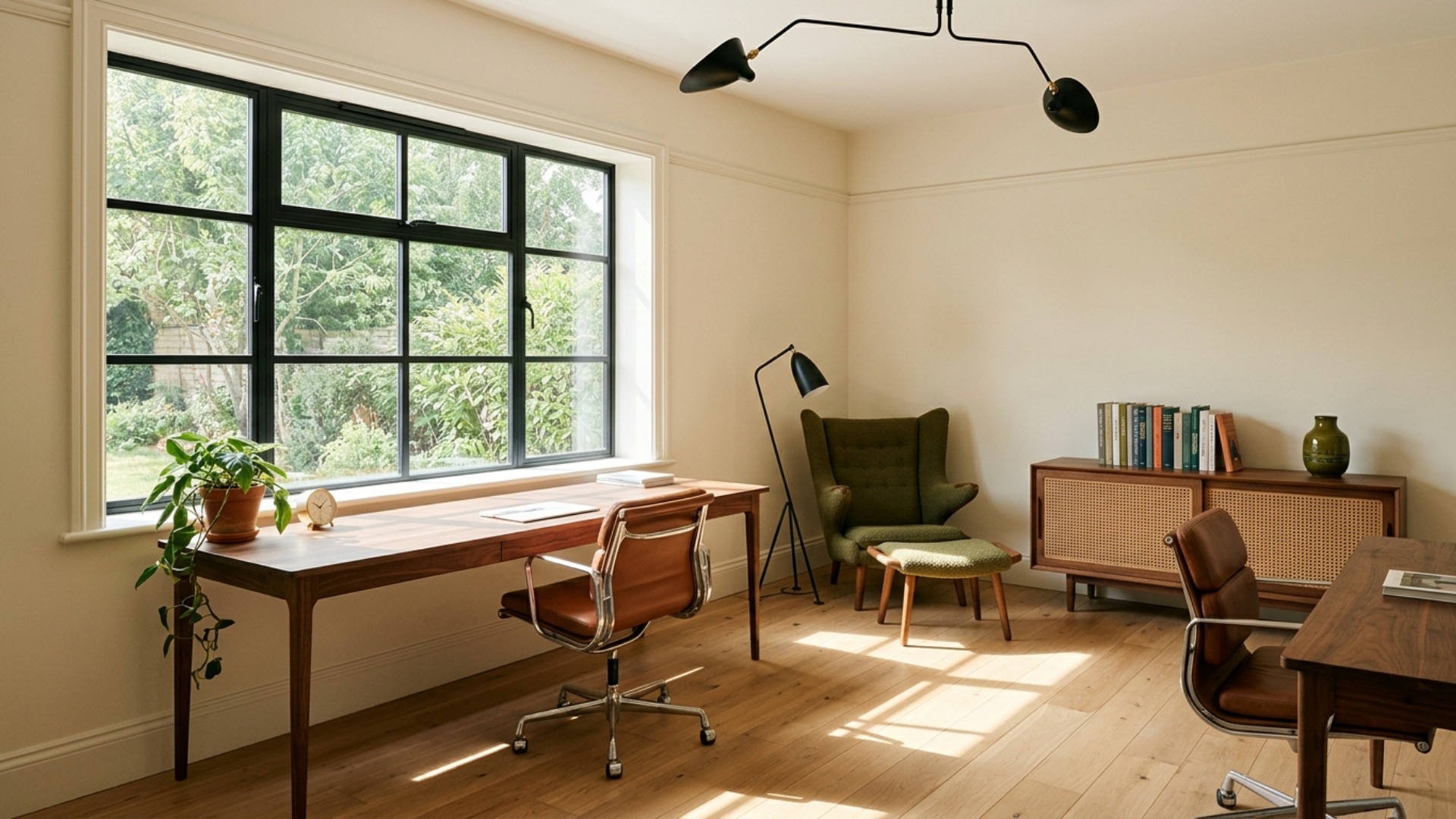 Mid Century Modern Home Office Ideas for a Couple's First Home
