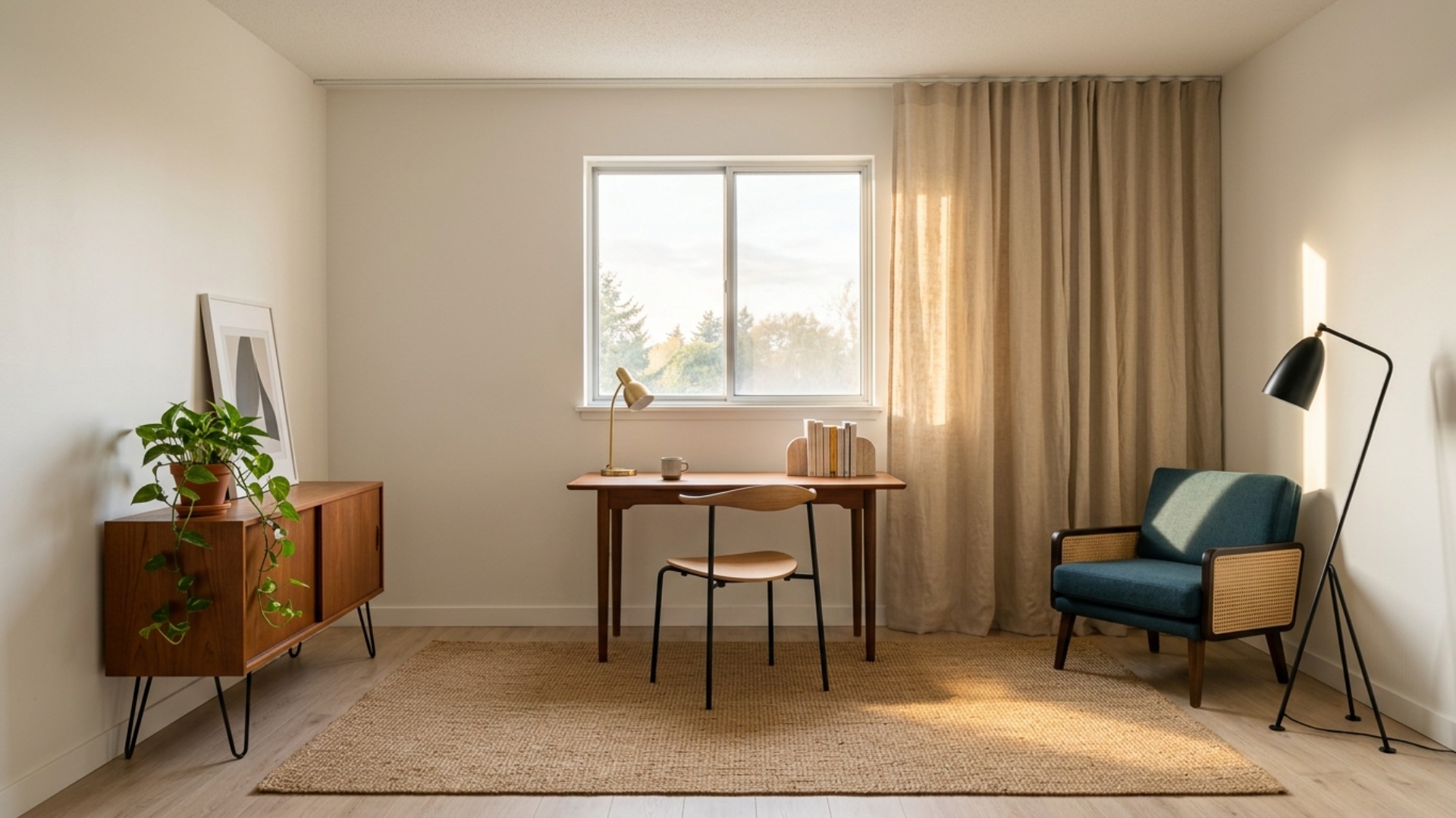 Mid Century Modern Home Office Ideas for a Rental Makeover