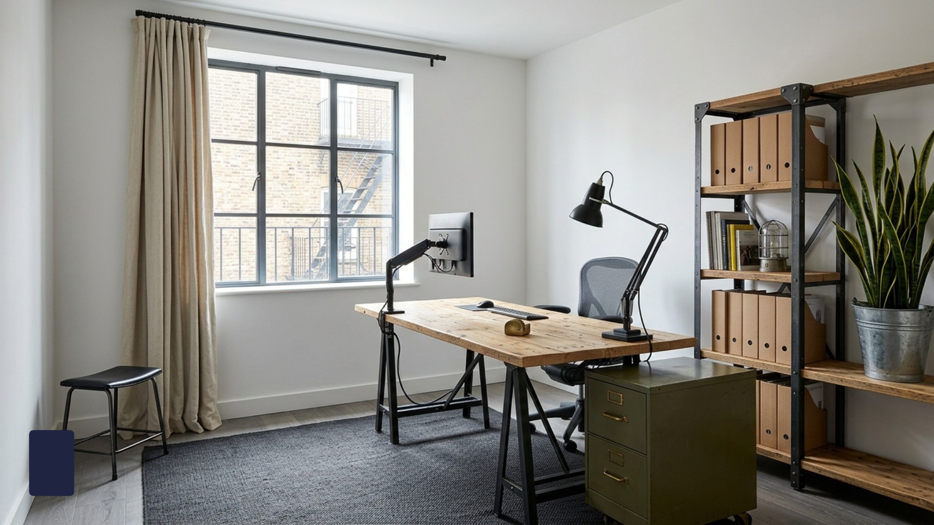 Industrial Home Office Ideas for a Rental Makeover