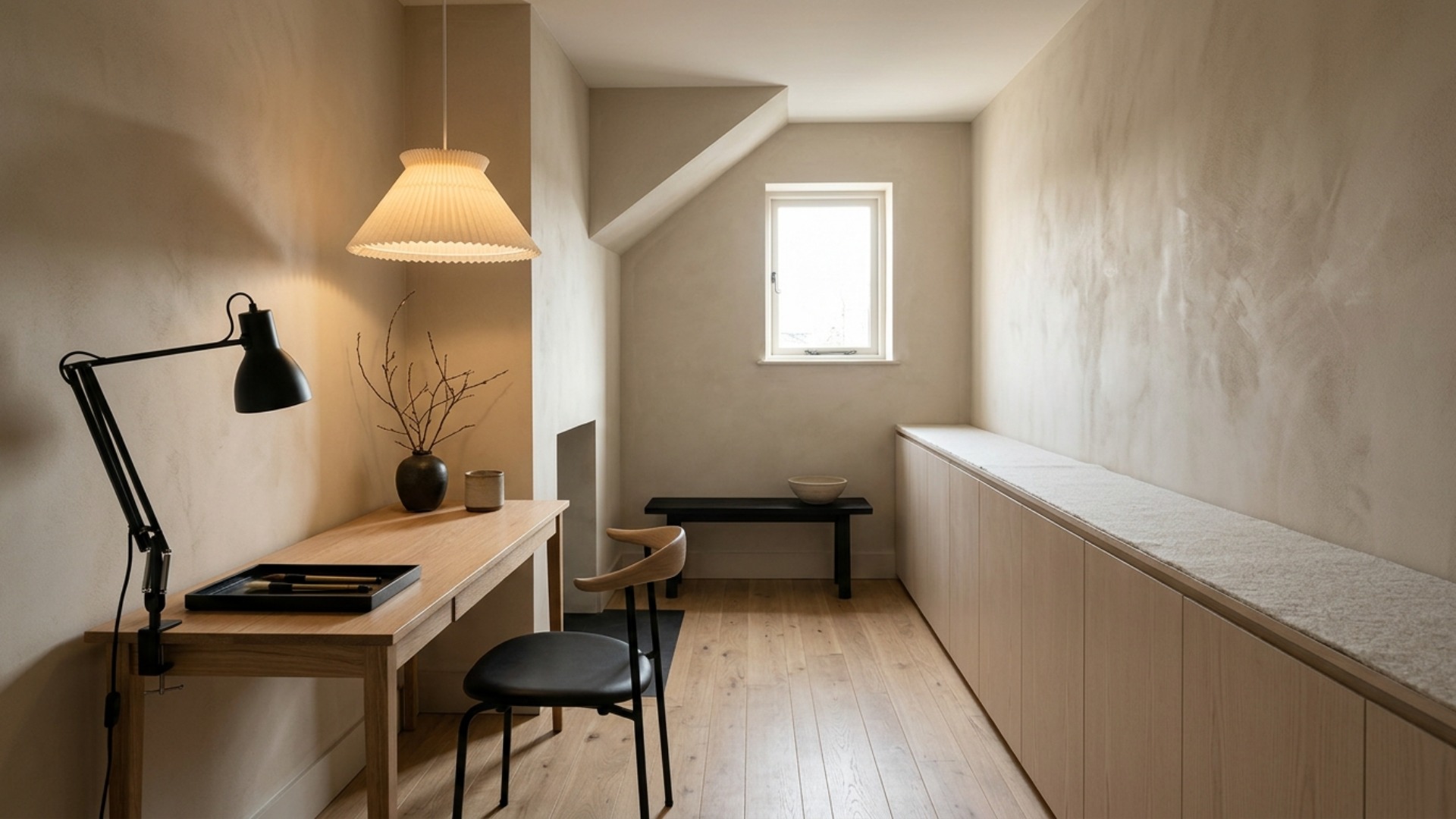 Japandi Home Office Ideas for an Awkward Layout