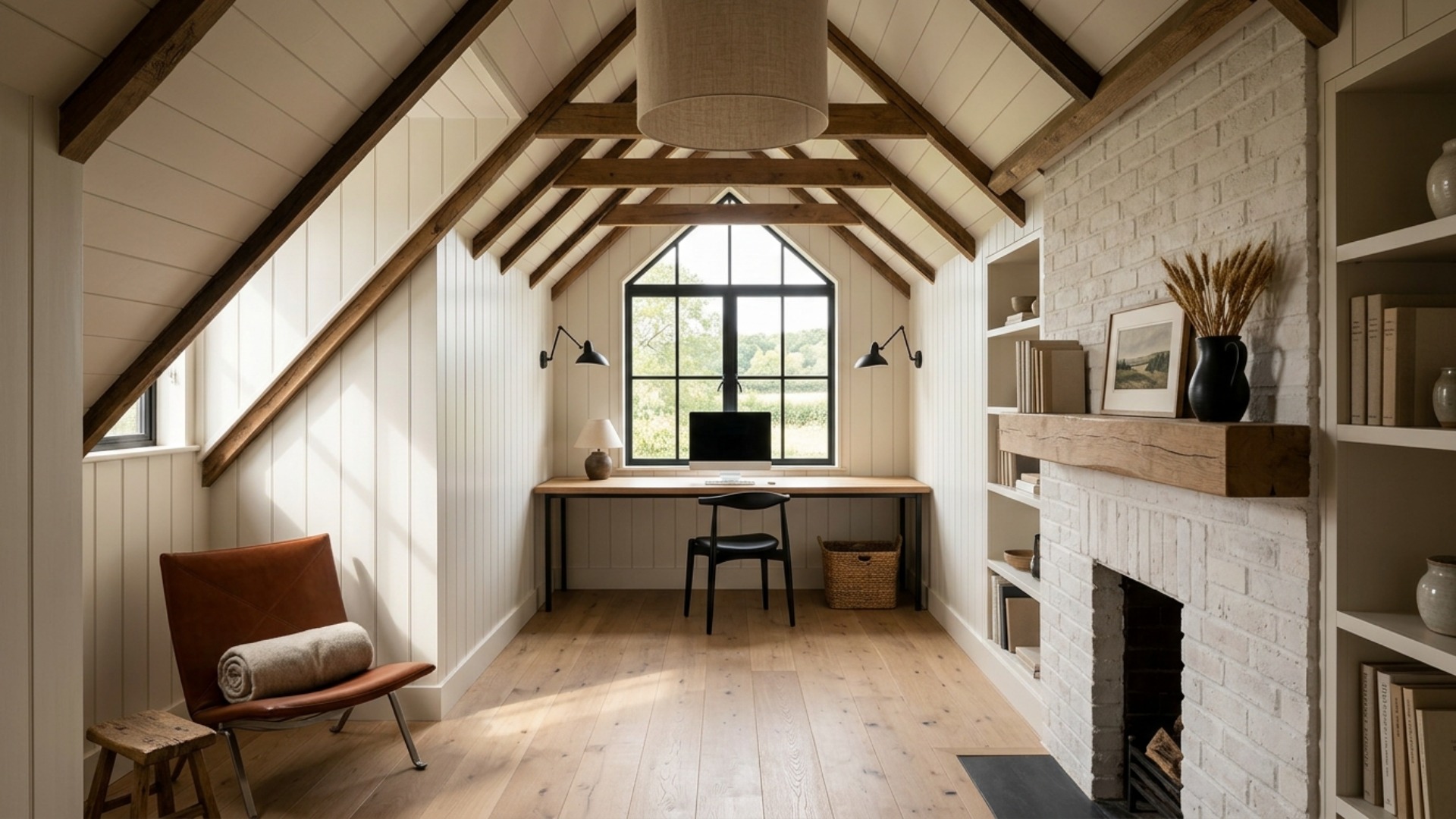 Modern Farmhouse Home Office Ideas for an Awkward Layout