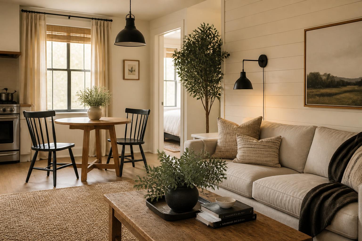 Modern Farmhouse Studio Apartment Ideas for a Couple's First Home